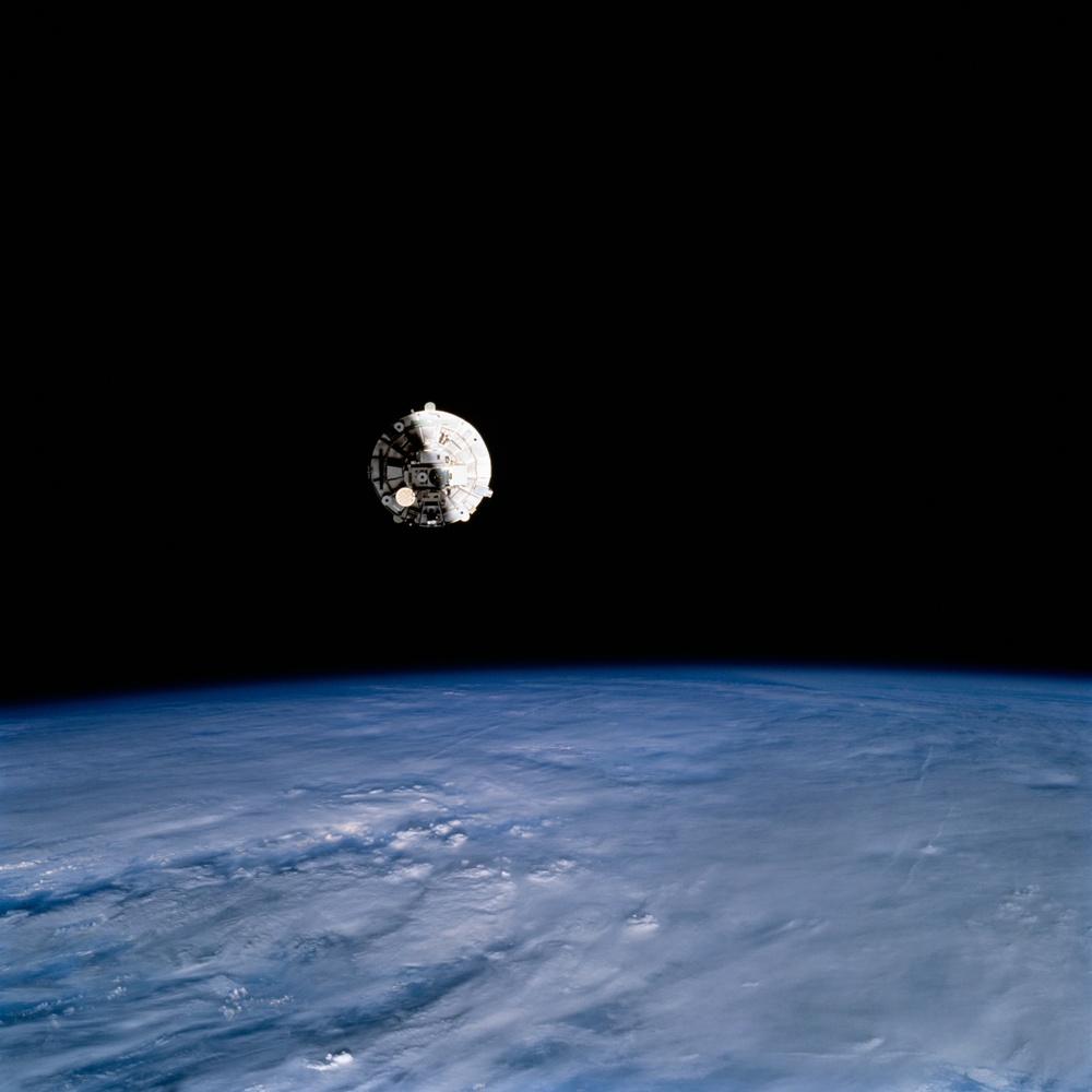 Views of the free-flying Wake Shield Facility