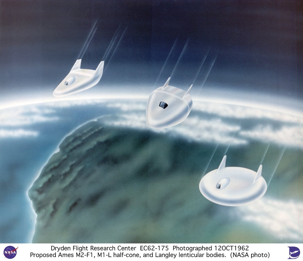 Proposed Ames M2-F1, M1-L half-cone, and Langley lenticular bodies.