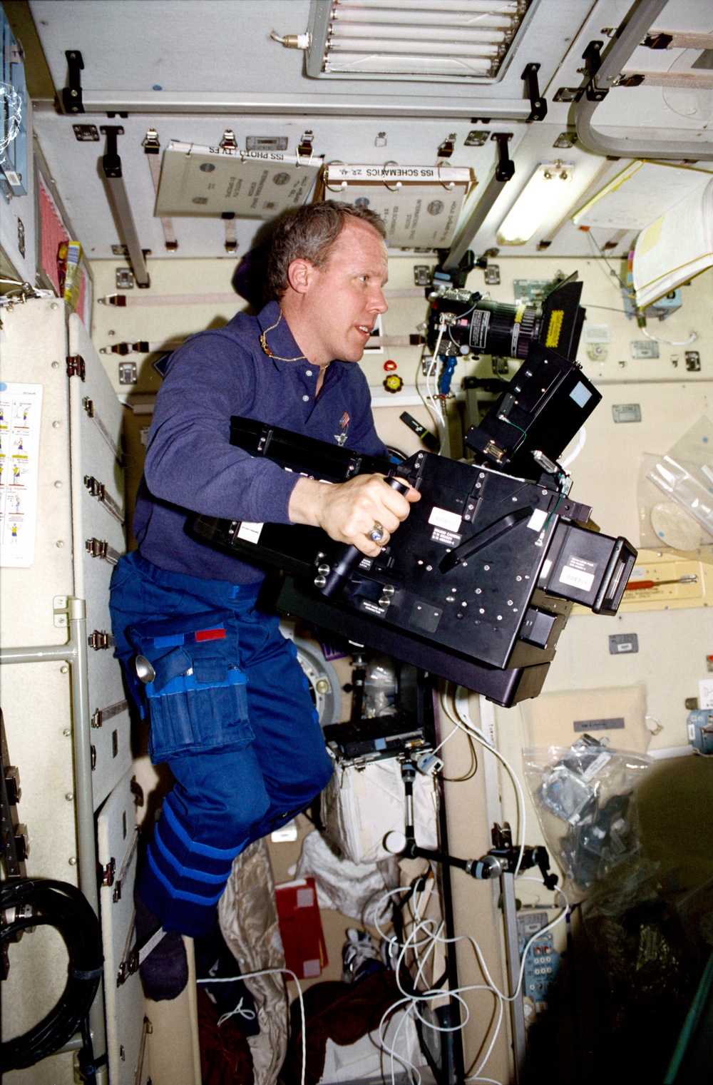 Jones films with the IMAX Camera in Zvezda SM