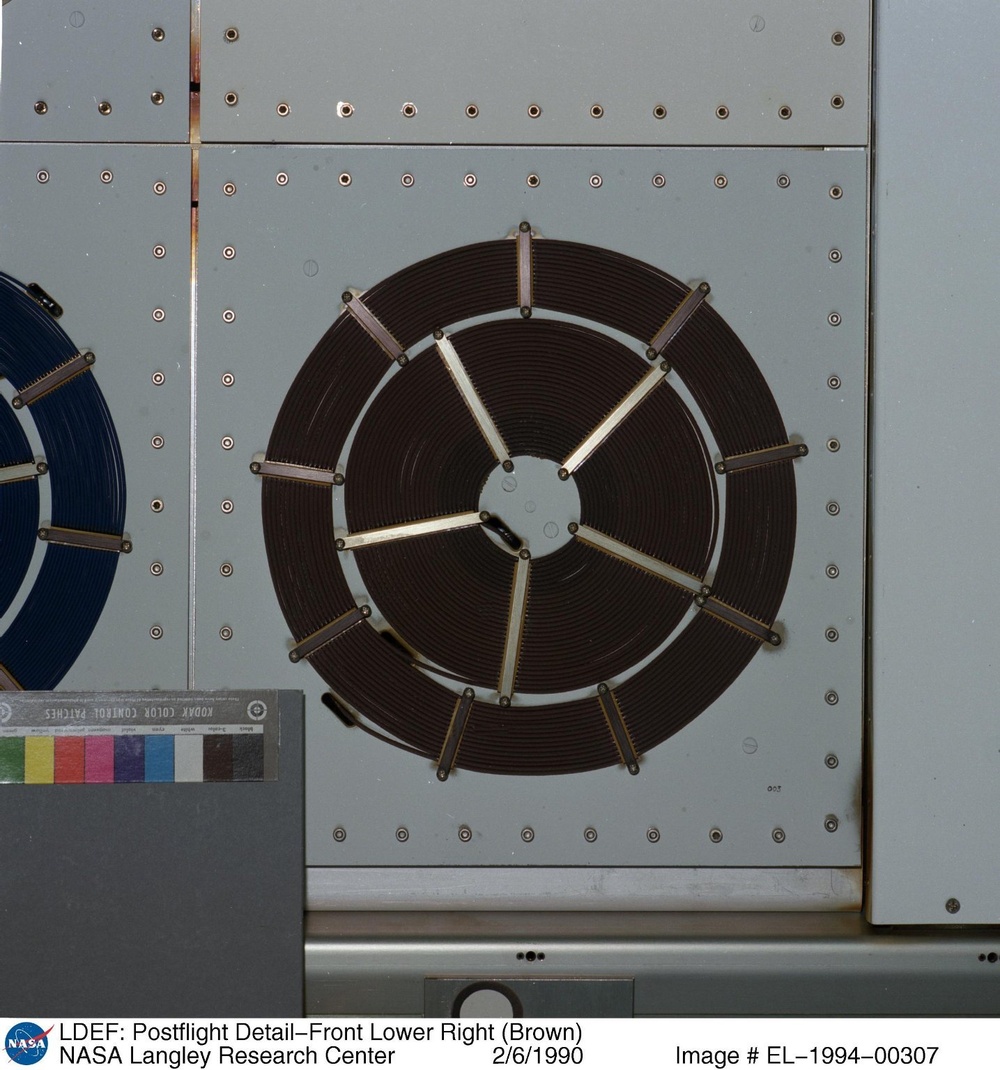 LDEF: Postflight Detail-Front Lower Right (Brown)