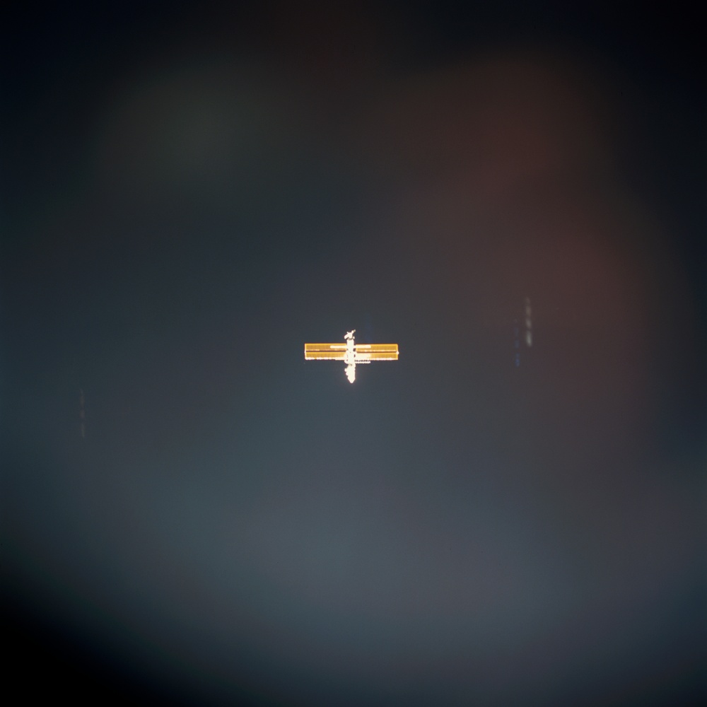 The ISS taken during the initial approach of Endeavour for STS-100