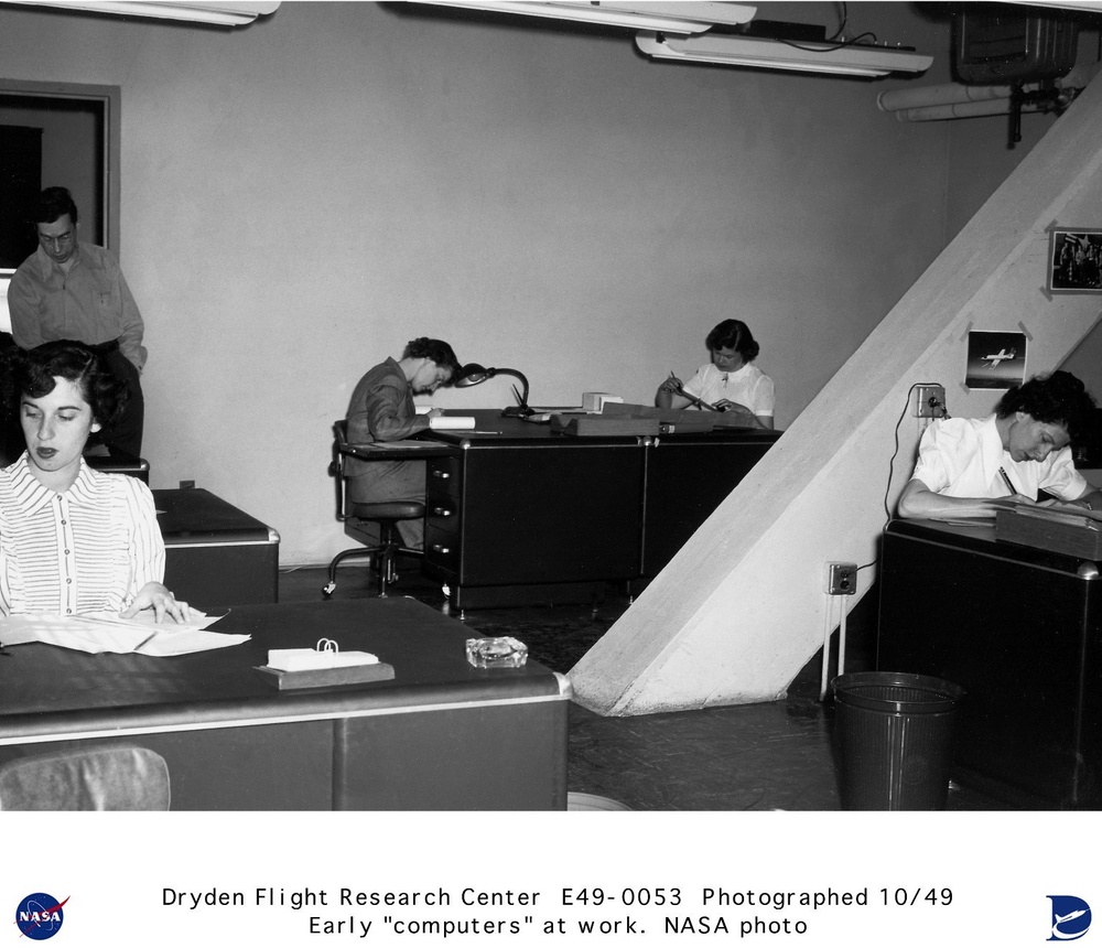 Early NACA human computers at work