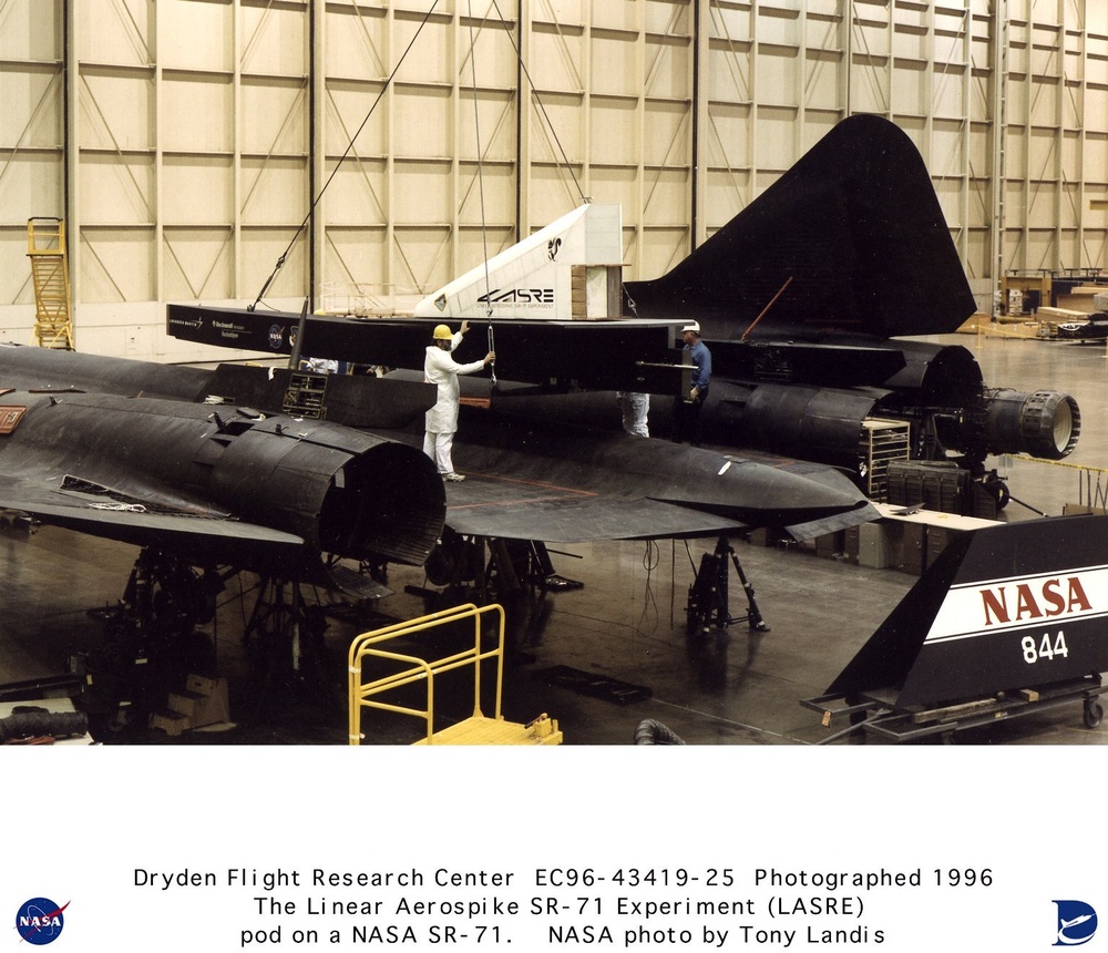 LASRE pod being mated to SR-71, side view
