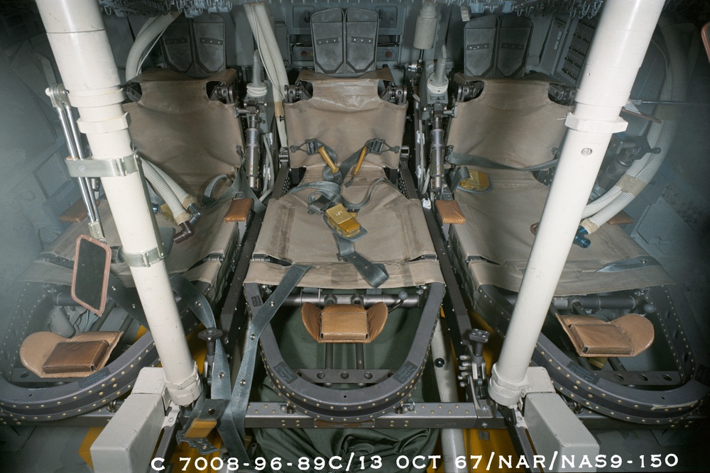 NORTH AMERICAN NEGATIVES: APOLLO COMMAND MODULE COUCH REVIEW NOTE: VOID S67-48281 THRU 48289