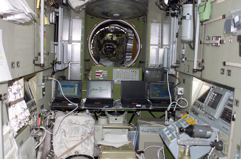 Forward looking view of Zvezda taken during STS-108's visit to the ISS