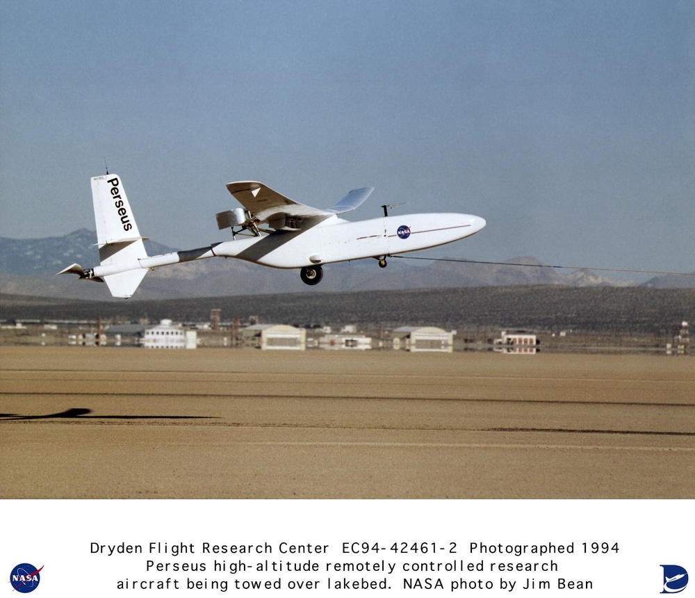 Perseus A High Altitude Remotely Piloted Aircraft being Towed in Flight