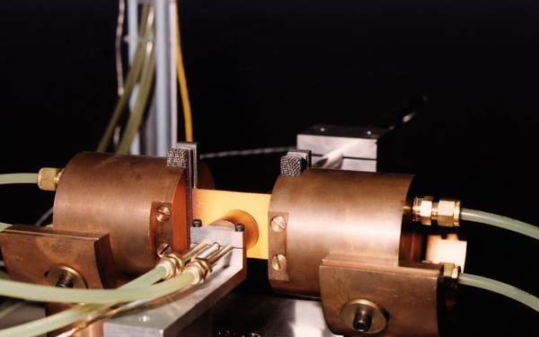 A 2 degree heat flux guage being calibrated on the Optical Pyrometer and Heat Flux Guage Calibration