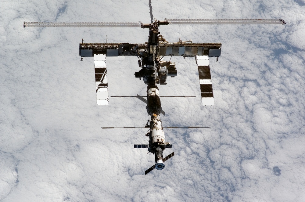 View of the ISS from the orbiter during separation on STS-121