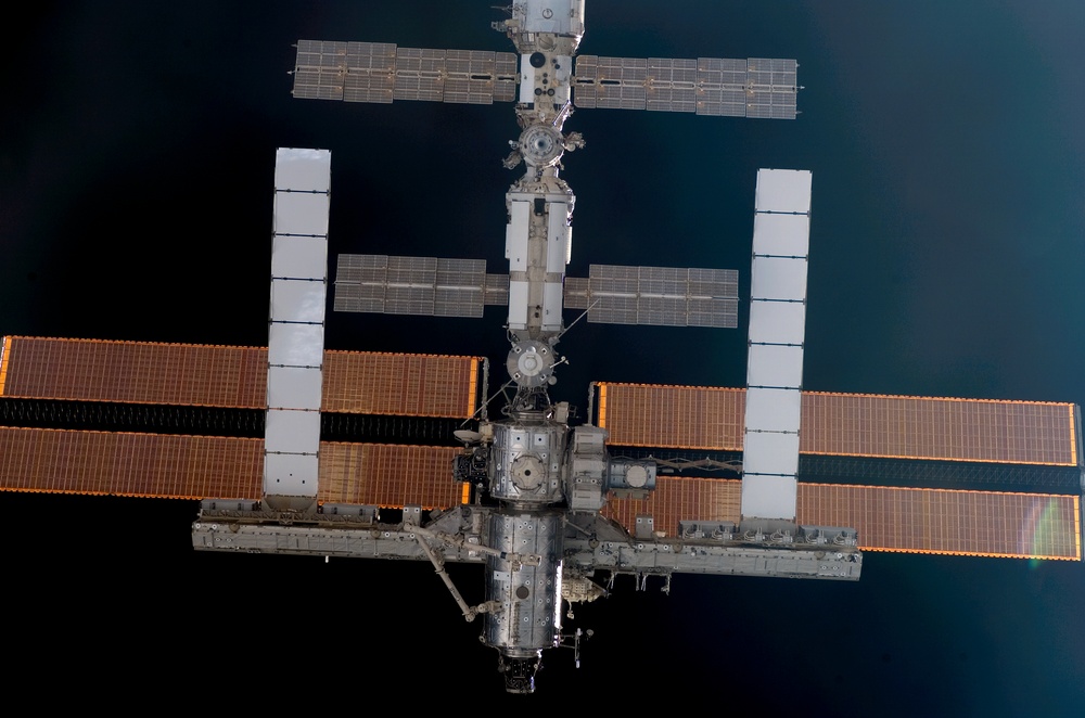 Nadir side Exterior views of ISS during Approach and Docking Operations for STS-114