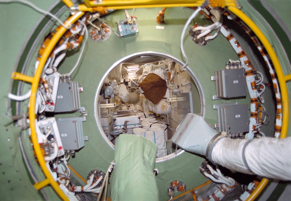 Various views of ventilation hoses aboard the ISS