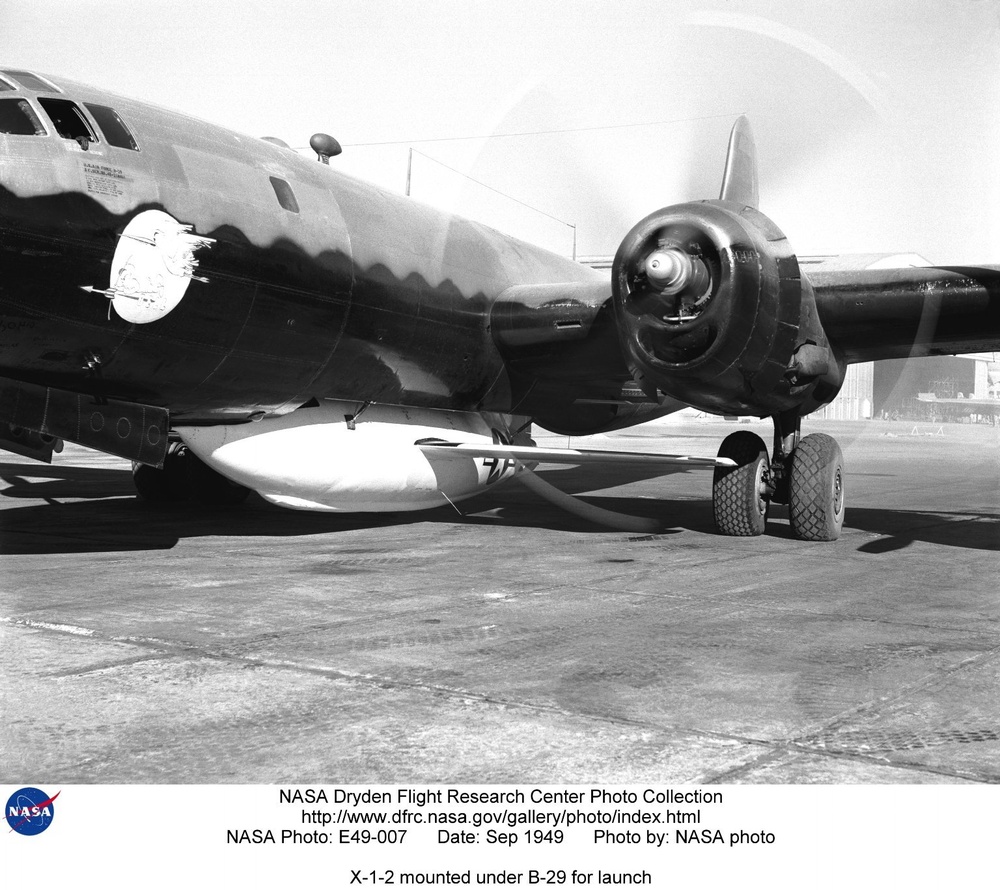 X-1-2 mounted under B-29 for launch