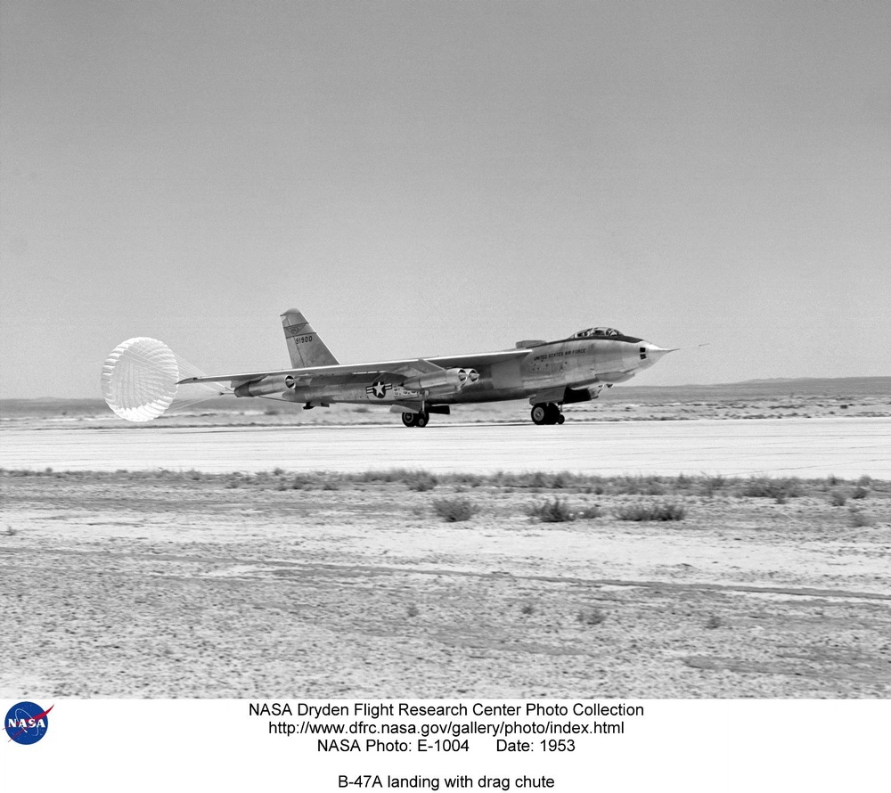 B-47A landing with drag chute