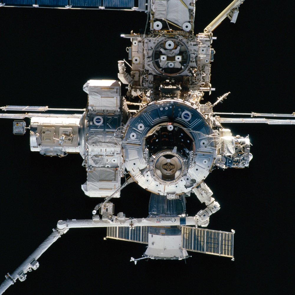 The forward side of the ISS taken during the STS-108 mission