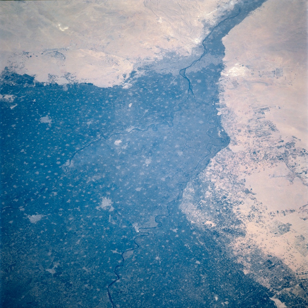 Nile River Delta, Cairo and the Pyramids taken from Atlantis during STS-106