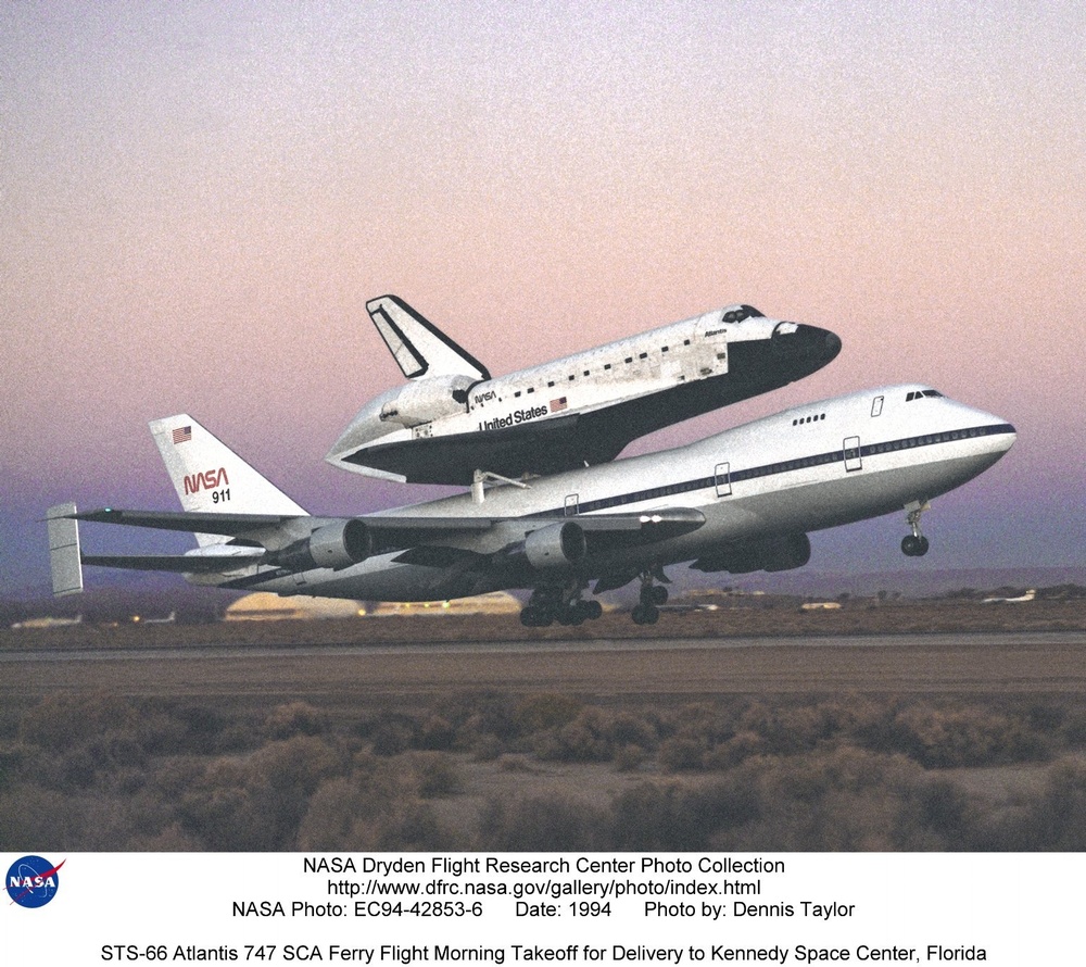 STS-66 Atlantis 747 SCA Ferry Flight Morning Takeoff for Delivery to Kennedy Space Center, Florida