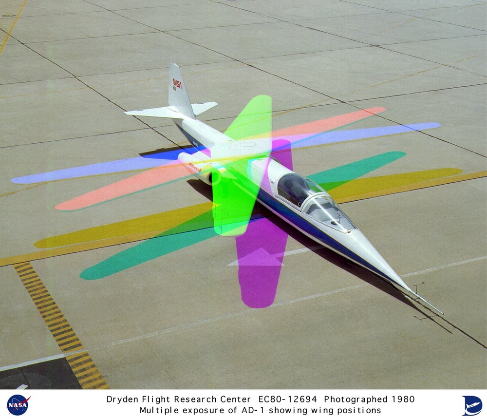 AD-1 multiple exposure showing wing sweep
