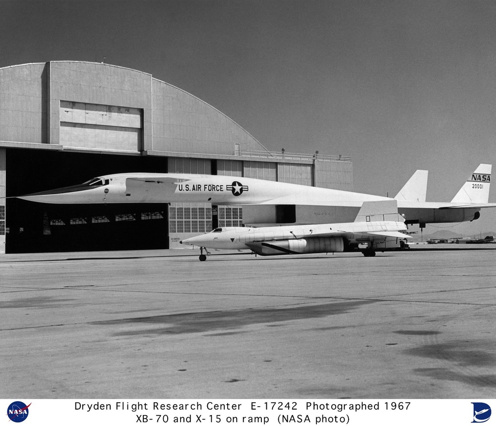 X-15 and XB-70 parked on NASA ramp