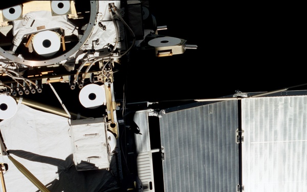 View of the forward side of the Z1 and P6 Trusses taken during STS-108