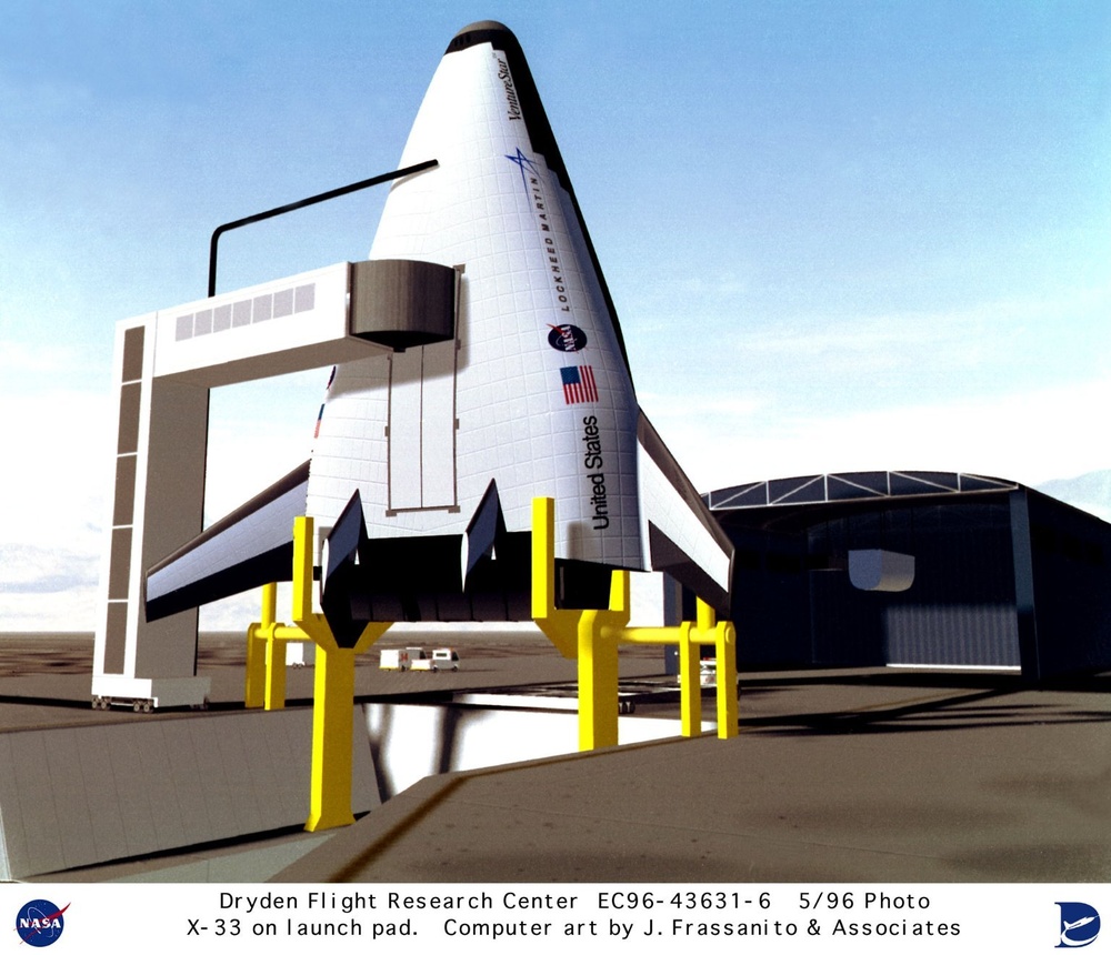 X-33 by Lockheed Martin on Launch Pad - Computer Graphic