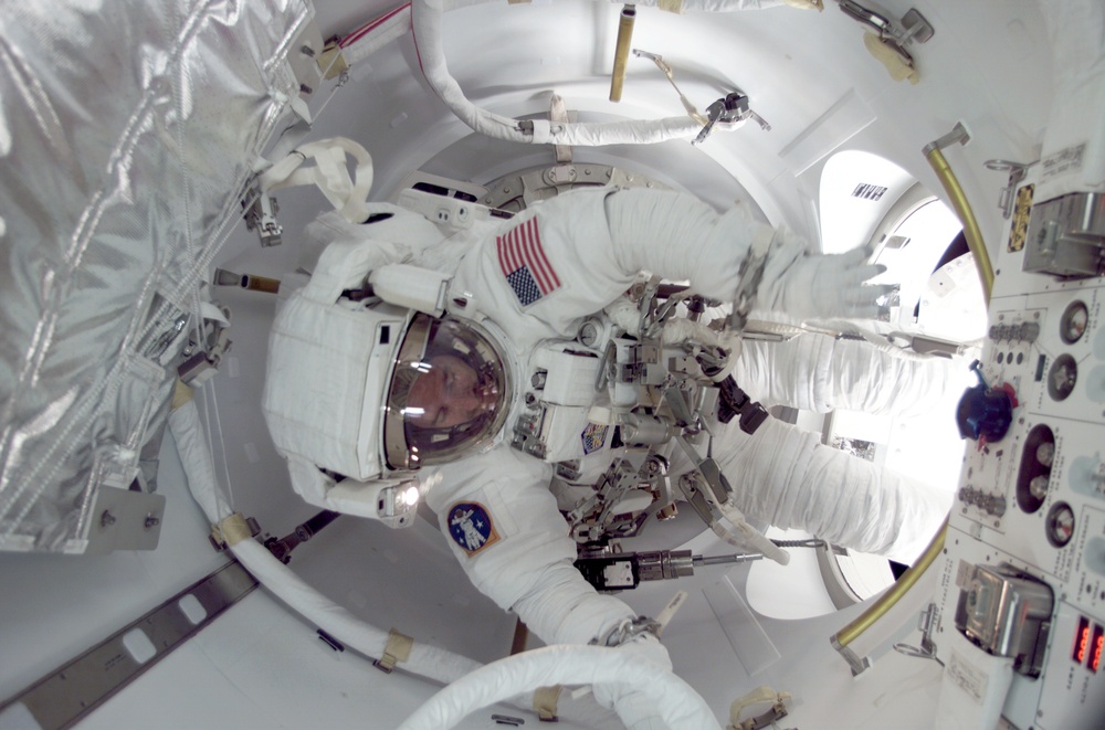 MS Reilly in airlock at the end of the third EVA