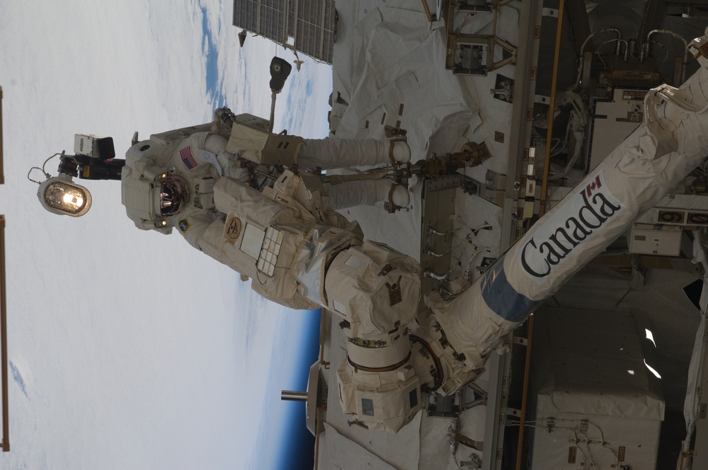 STS-119 Extravehicular Activity EVA 3 GAT SSRMS LEE B Snare Lubrication OPS