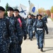 Recruits march at Navy boot camp