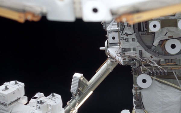 View of the SSRMS, Z1 Truss and P6 Truss taken during STS-100