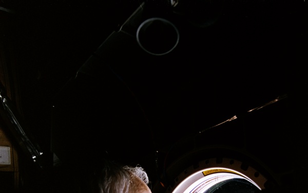 Astronauts Apt and Readdy at Spacehab window