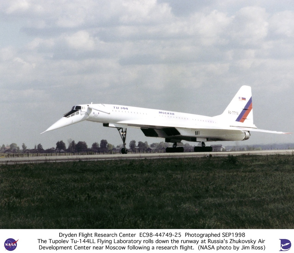 Tu-144LL SST Flying Laboratory Landing on Runway at Zhukovsky Air Development Center near Moscow, Ru