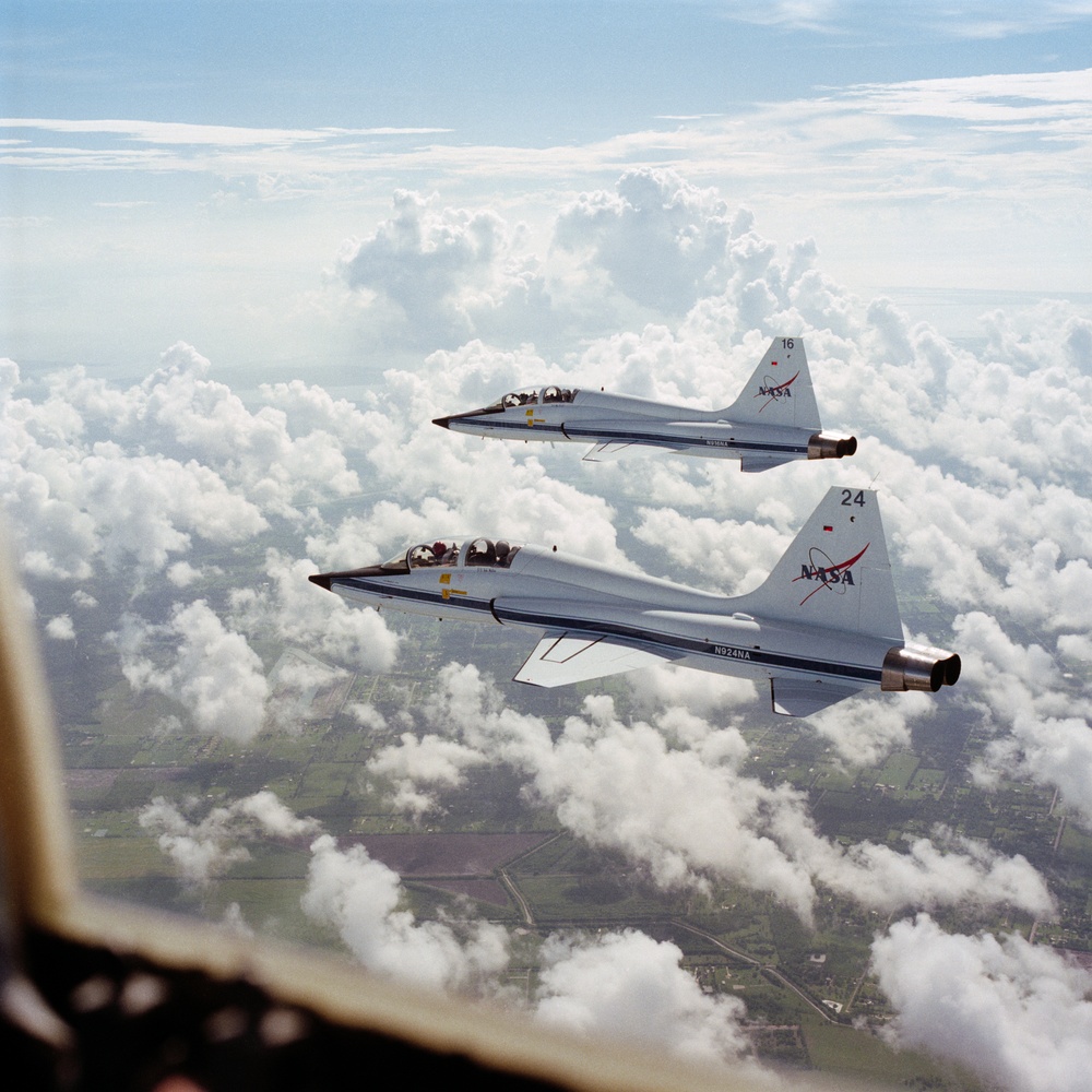 Two T-38 aircraft photographed in-flight