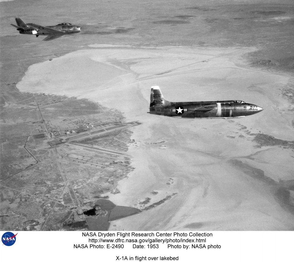 X-1A in flight over lakebed