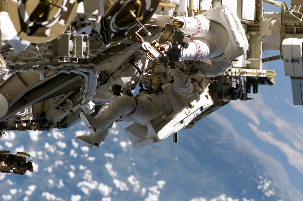 DVIDS - Images - STS-115 MS Burbank and MacLean prepare the SARJ on the ...