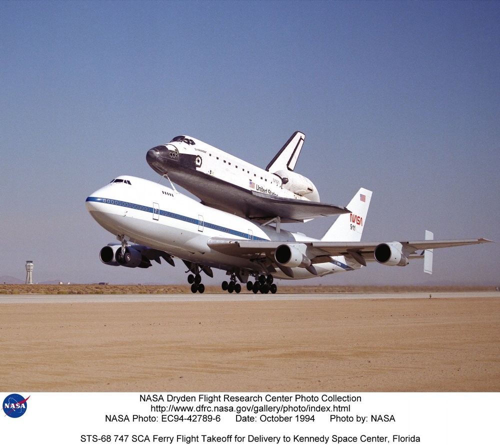 STS-68 747 SCA Ferry Flight Takeoff for Delivery to Kennedy Space Center, Florida