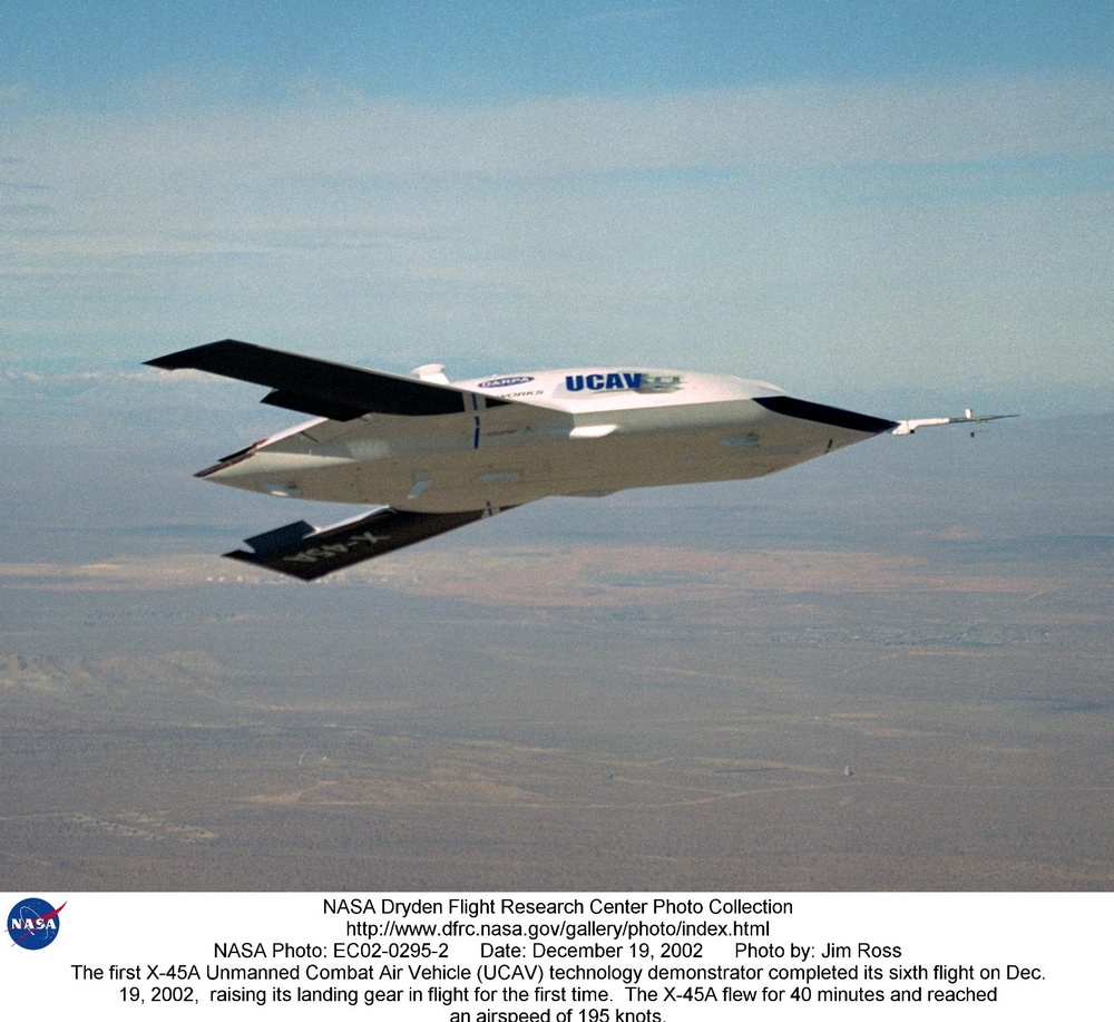 The first X-45A Unmanned Combat Air Vehicle (UCAV) technology demonstrator completed its sixth fligh