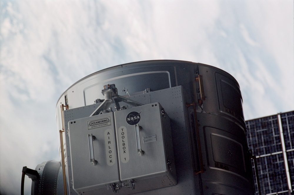 Airlock Toolbox 1 on the exterior of the Quest airlock module