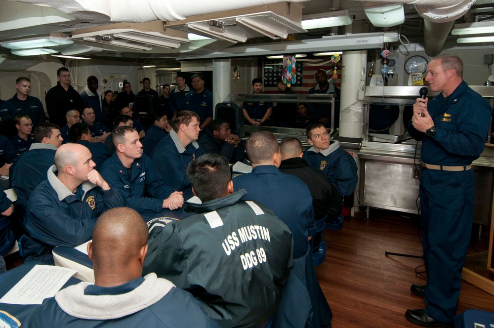 USS Mustin Navy birthday celebration