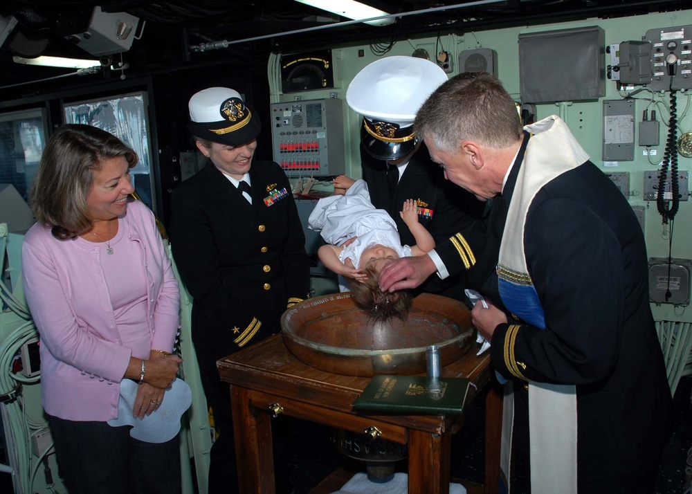 Baptism aboard USS Ashland