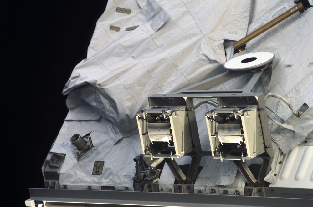 View of UMA's, a WIF and EVA handrails on the S0 Truss taken during STS-110