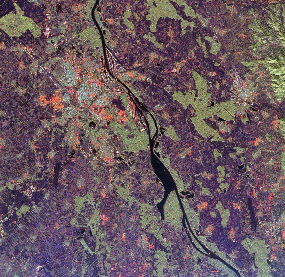Space Radar Image of Rhine River, France and Germany