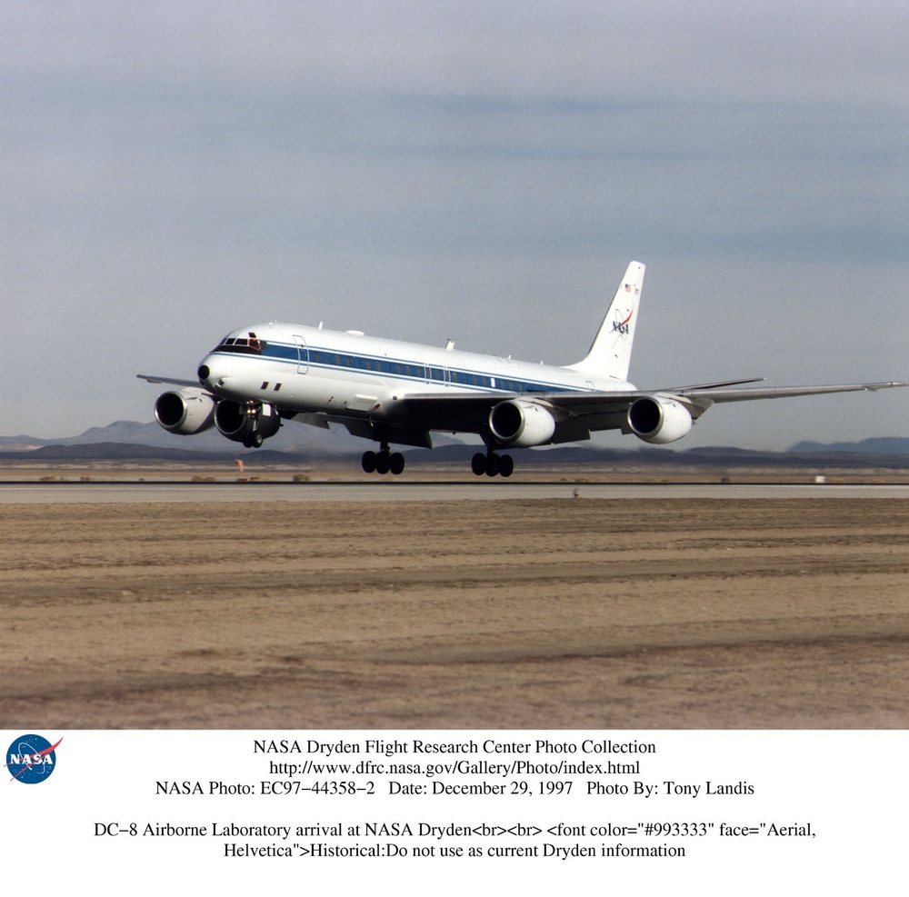 DC-8 Airborne Laboratory arrival at NASA Dryden