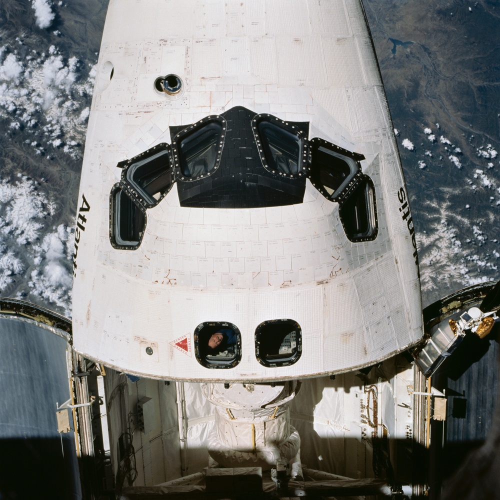 View of the space shuttle Atlantis from the Mir space station