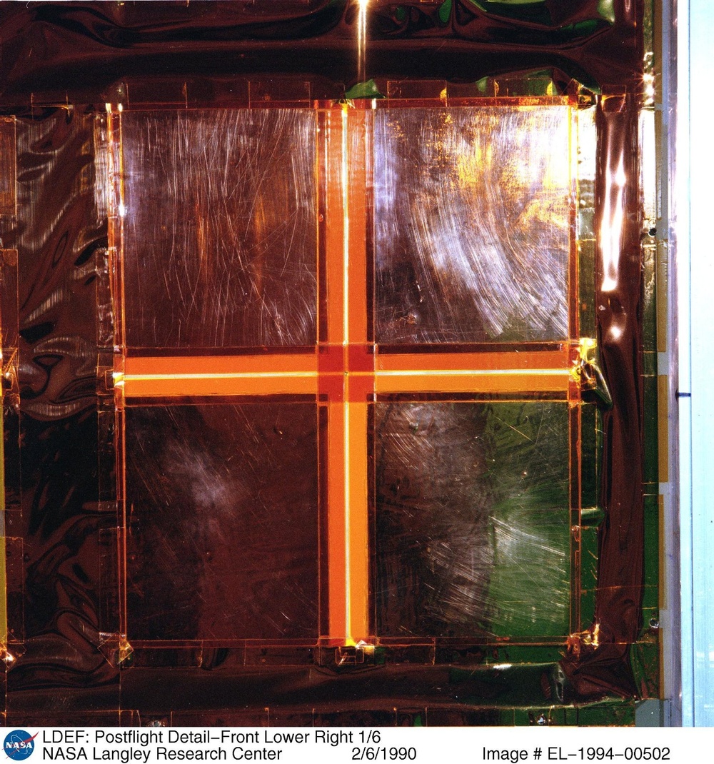 LDEF: Postflight Detail-Front Lower Right 1/6