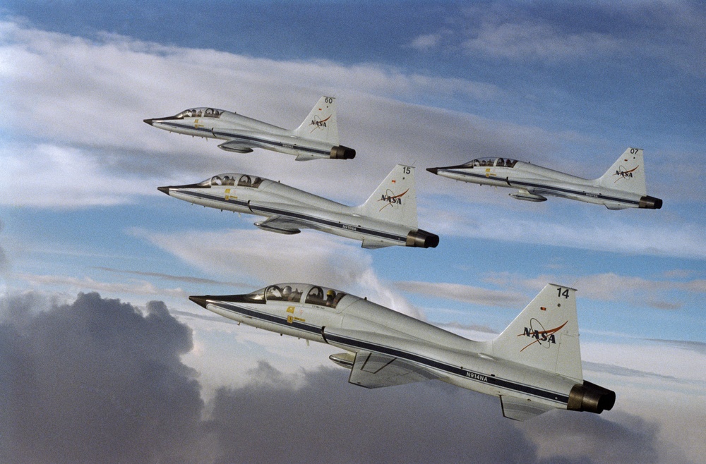Aerial photography of four T-38s