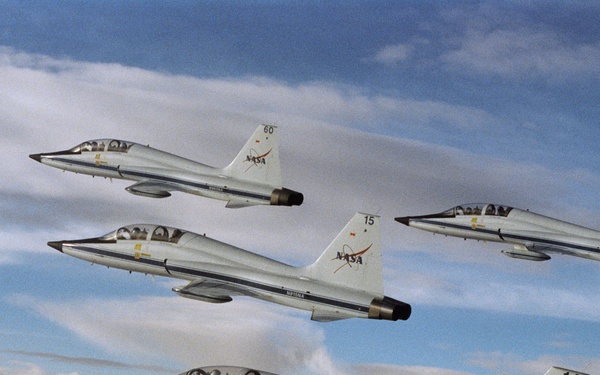 Aerial photography of four T-38s