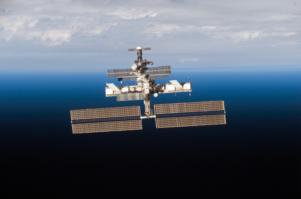 View of the ISS from the orbiter during separation on STS-121