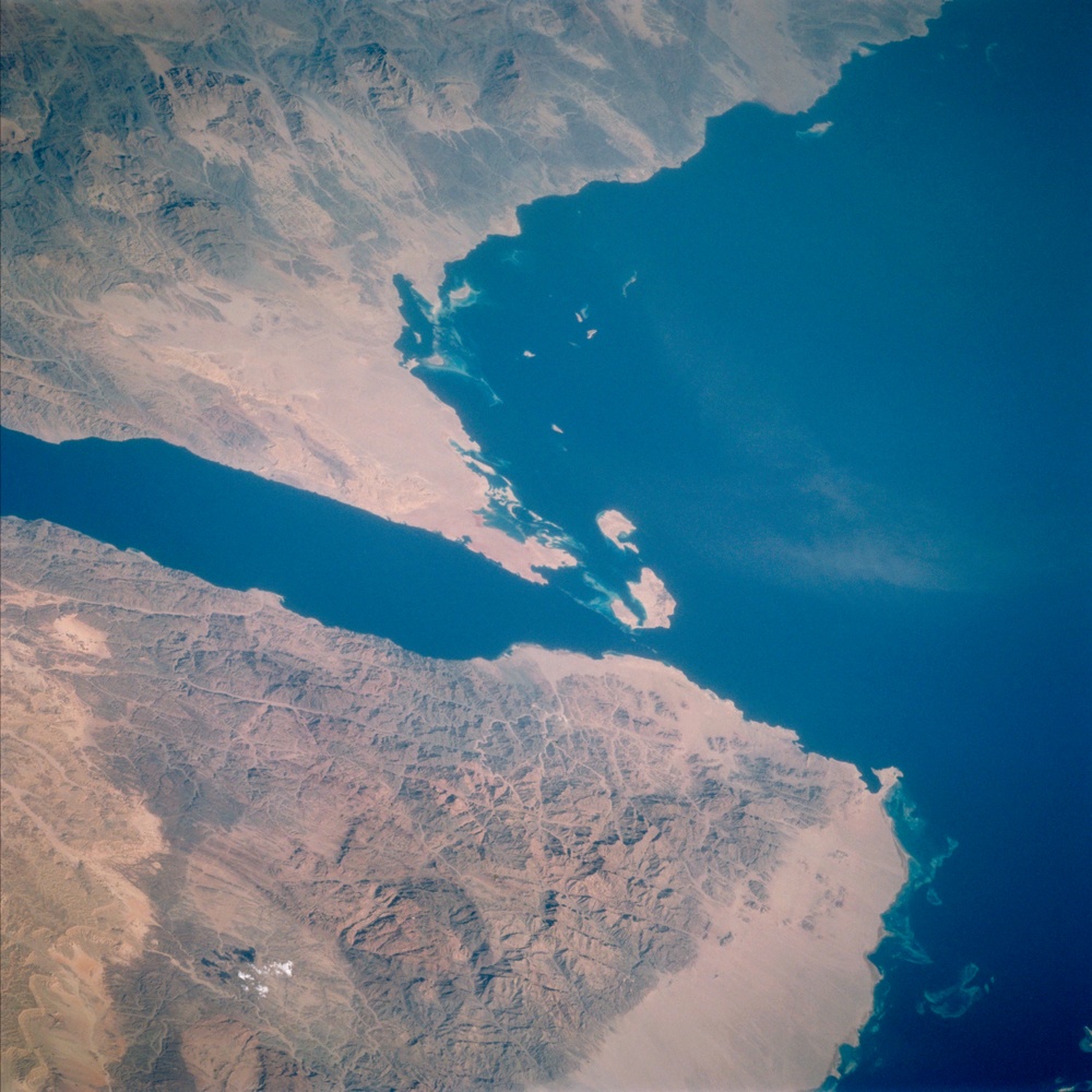 The southern tip of the Sinai Peninsula taken from Atlantis during STS-106