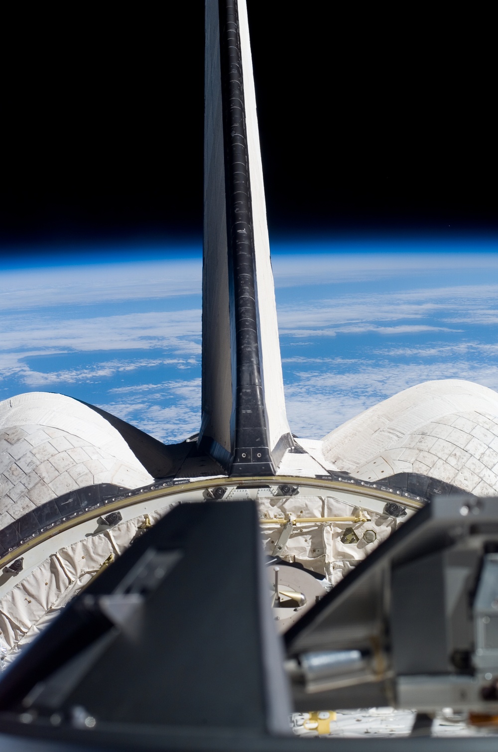 View of OMS Pods and Vertical Stabilizer taken during STS-118