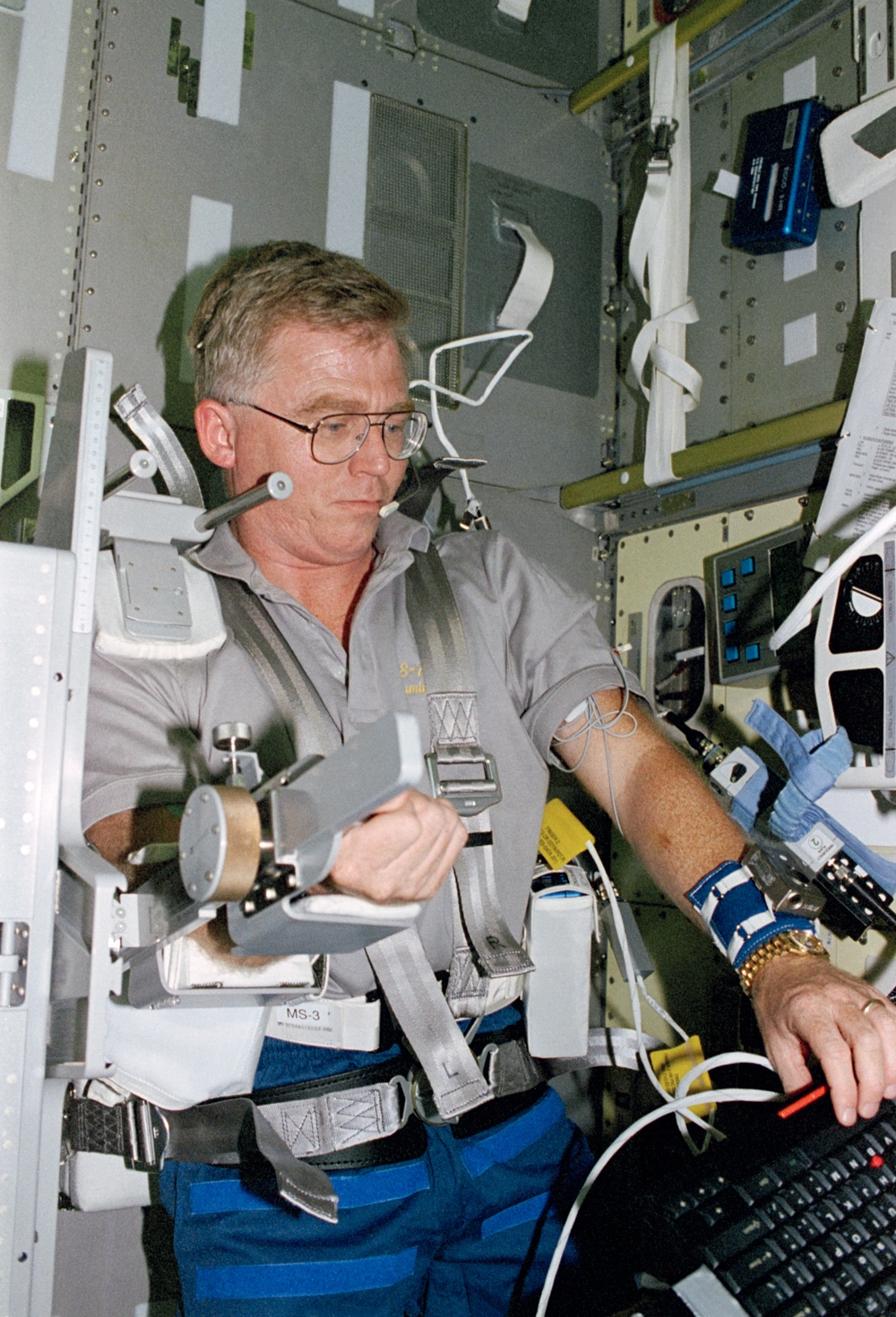 TVD, Brady collects data during LMS-1 Spacelab mission