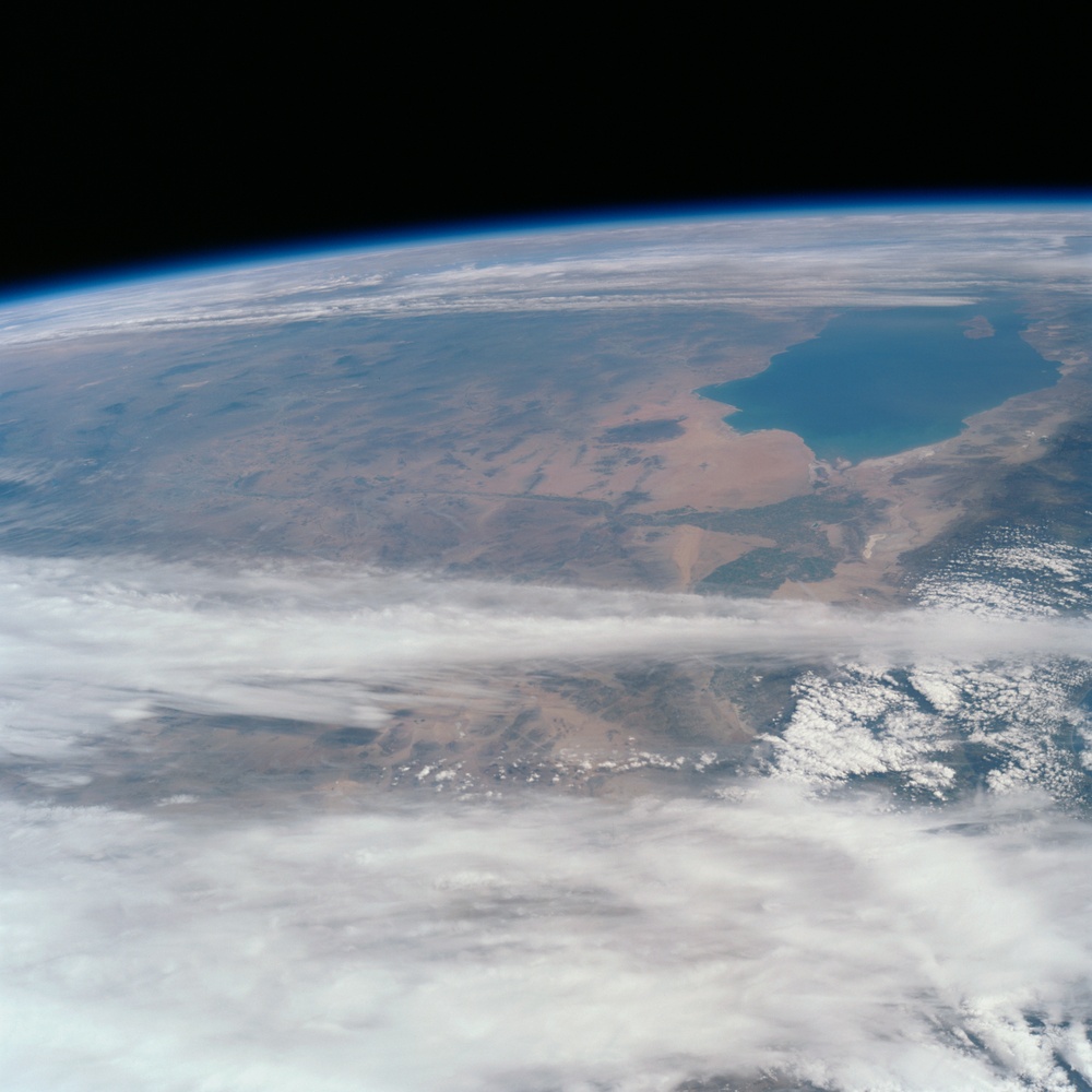 Earth observation image of jet stream clouds over California and Mexico taken during STS-100