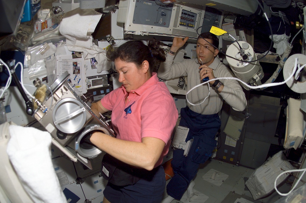 Clark and Husband at work in the MDK during STS-107